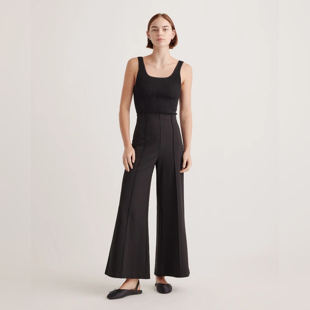 Quince Ultra-Stretch Ponte Super Wide Leg Ankle Pants Size Large